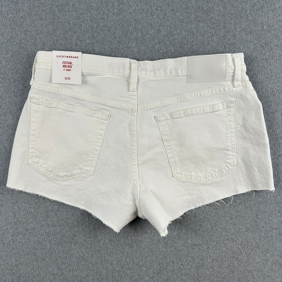 NEW Lucky Brand Shorts Womens 12/31 White Festival Mid Rise 3" Short Raw Hem NWT - Picture 2 of 11